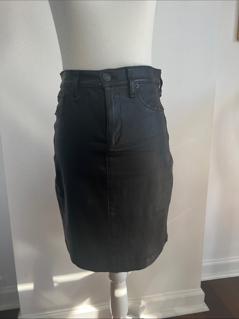 rag & bone Black Faux-Leather Pencil Skirt